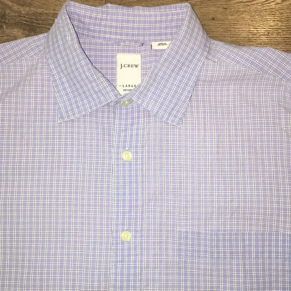 Blue White Classic J Crew SS summer casual shirt L